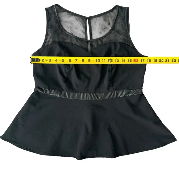 Torrid Peplum Top Womens 1X Black Mesh Polka Dot Sweetheart Gothic Retro Plus - Picture 5 of 10